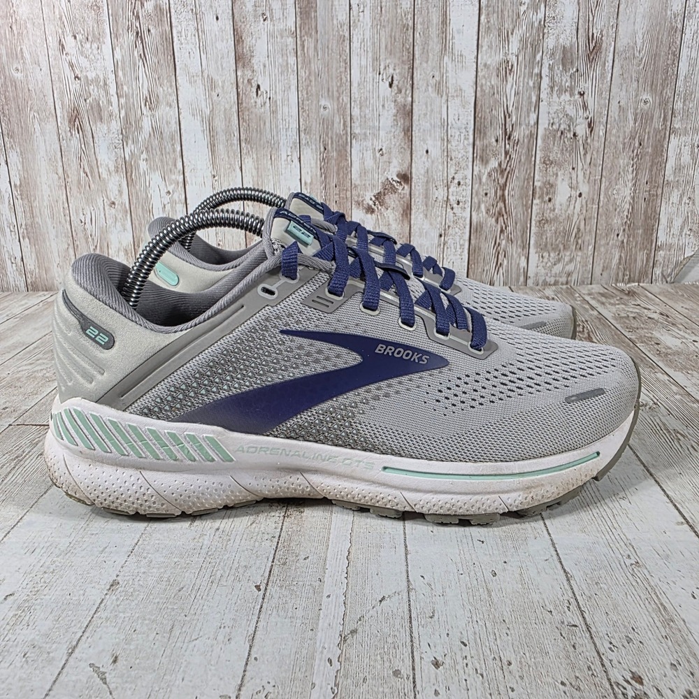Brooks Adrenaline GTS 22 Womens Grey Blue Running Shoes 1203531B045 Size 10